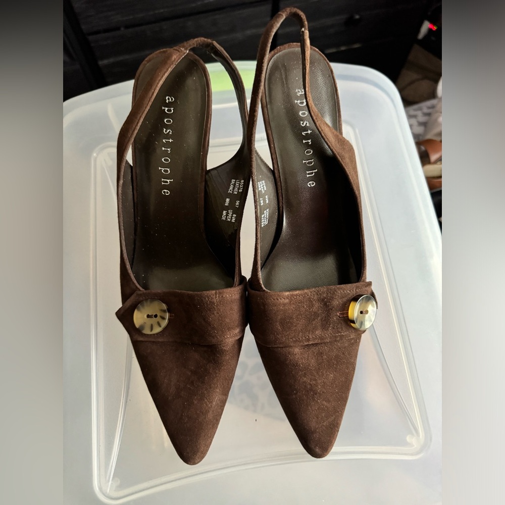 Suede feel sling back